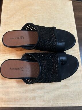 BareTraps Black Woven Slide Mules